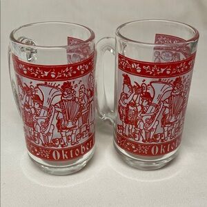 Festive Red Oktoberfest Glass Mugs